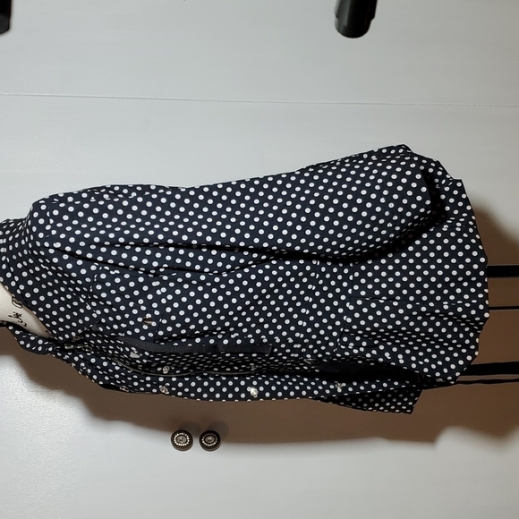 Laura Ashley- Women's Polka Dot Peplum jacket coat black/white New! Sz.Large - Picture 3 of 8